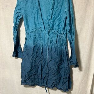 Teal Ombre Long Sleeve Dress